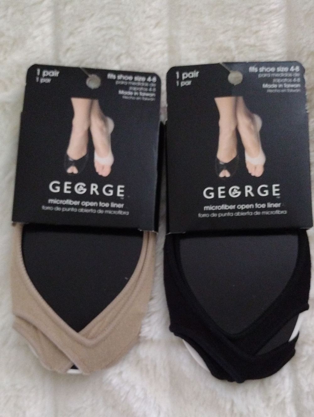 George Microfiber Open Toe Liners - Black & Beige